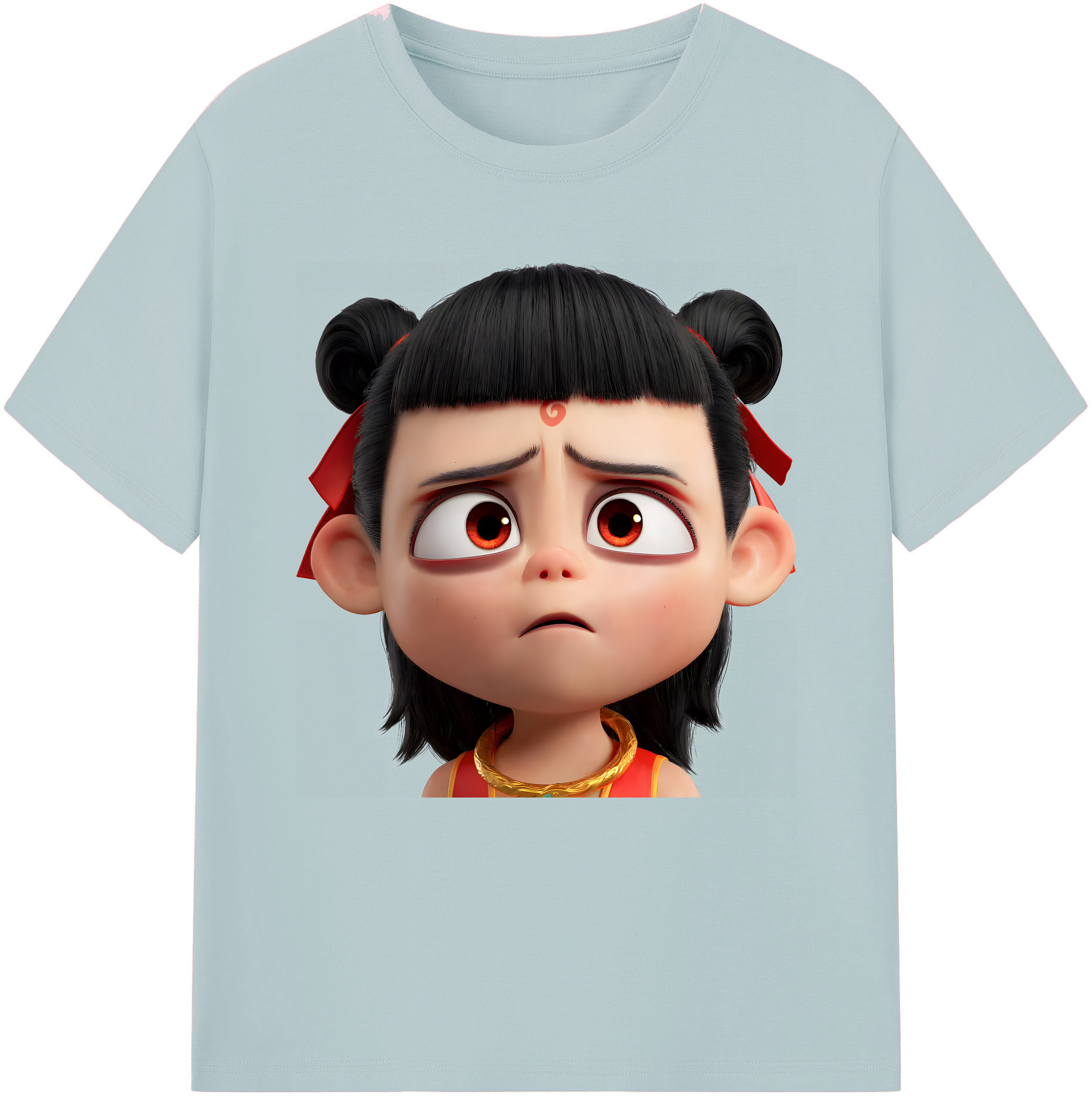 （画像用） Ne Zha 2 ナタ 魔童の大暴れ 綿100％半袖Tシャツ（フロントプリント）